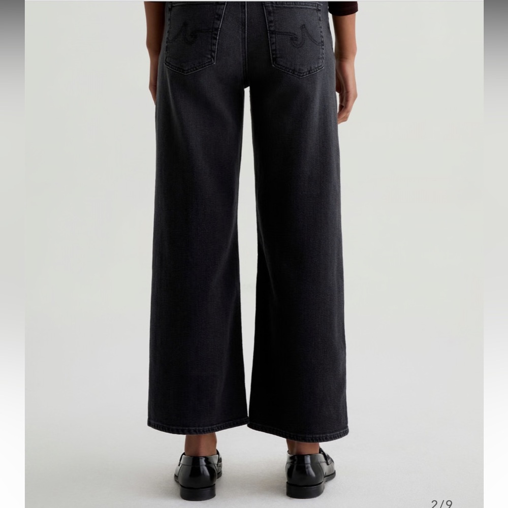 AG Saige Wide Leg Crop High-Rise Fit Size 30 Color Black - Picture 7 of 16